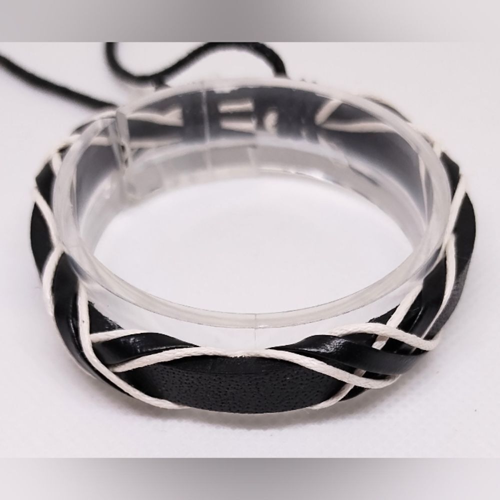 Men's bracelet leather braided black new e89‎